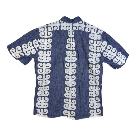 Reyn Spooner Hawaiian Shirt Mens Large Gray Geometric Short Sleeve Button Up - Picture 5 of 12
